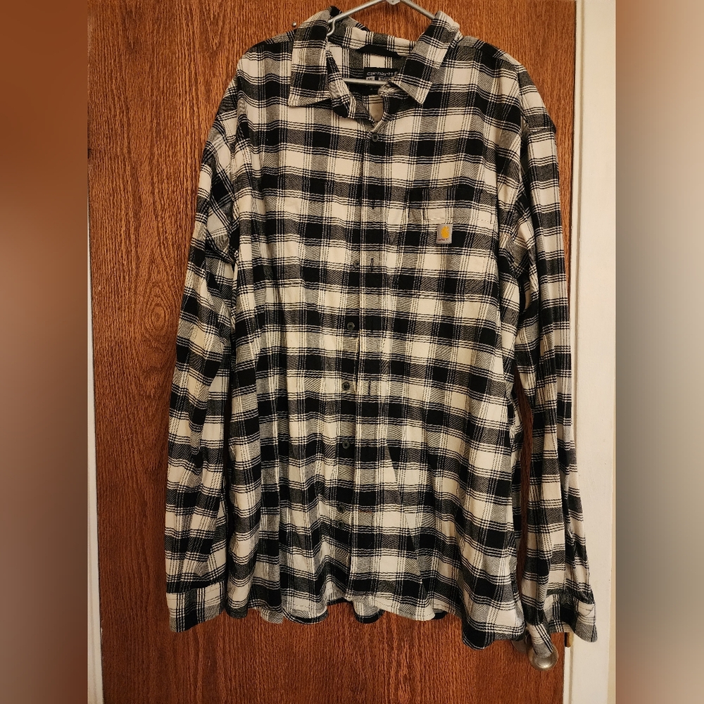 Black and White Plaid Button-Up Shirt